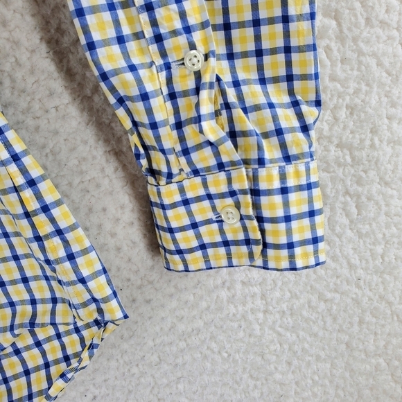 Ralph Lauren Dress Shirt Men M Check Plaid Windowpane Graph Blue Yellow Wht Logo - Picture 9 of 12
